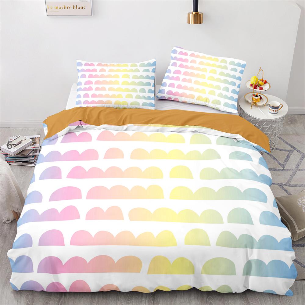 Rainbow Birds Star Duvet Cover Set Twin Full Size Cute Polyester Comforter Cover for Kids Boys Girls Bedding Set Quilt Cover
