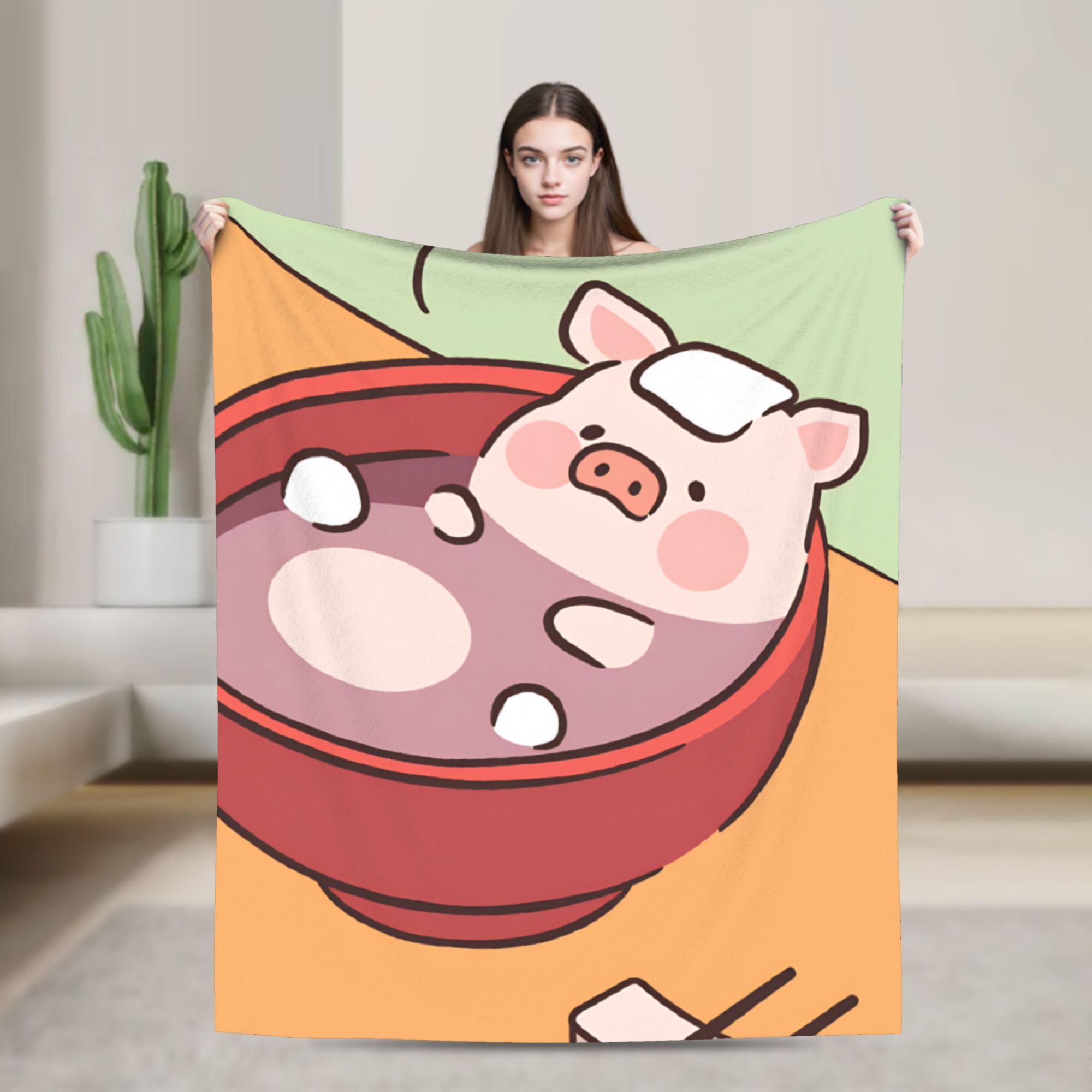 

L-Lulu Pig Blankets Quality Super Warm Throw Blanket Winter Child Home Decor Funny Bedspread 75x90cm