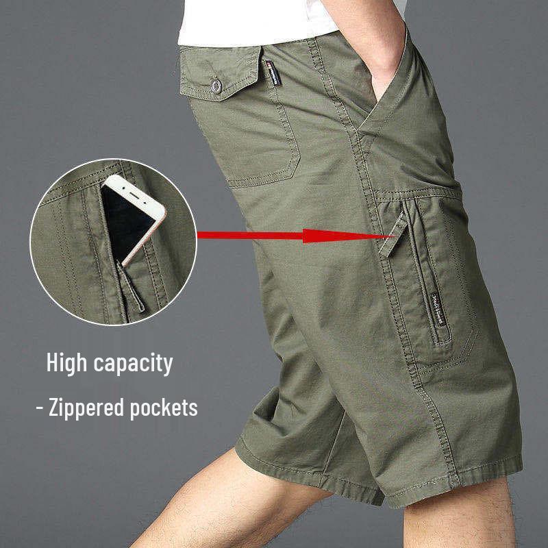 Men's Loose Cotton Cargo Shorts - Casual Mid-Length Five-Point Summer Wear