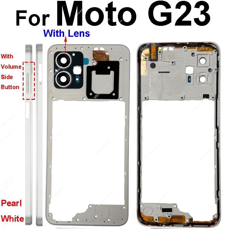 Für Motorola MOTO G13 G23 Mittelrahmenabdeckung Mittelrahmen-Blende mit Linsenrahmen Ersatz-Reparaturteile