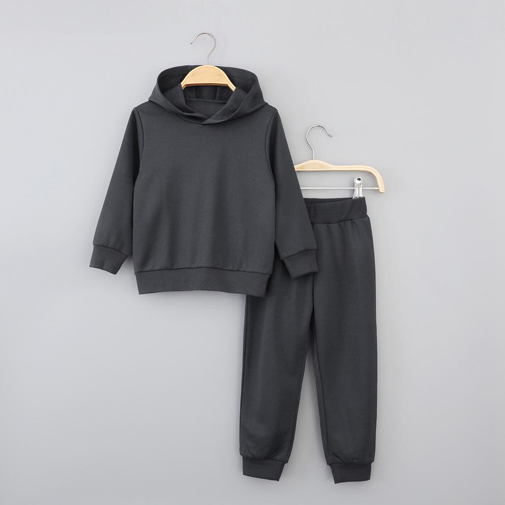 Kinder Einfarbig Langarm Kapuzenpullover und Hose Set - Herbst/Winter Freizeitkleidung