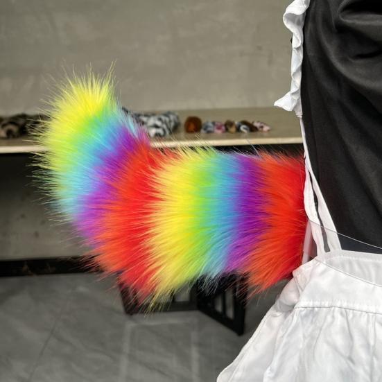 Faux Fur Electric Wagging Tail for Car, Remote Control Moving Tail Decoration, Rechargeable Detachable Auto Accessory for Anime Cosplay