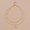 Personalized Ins Style, Simple Special-shaped Pearl Pendant, Double-layer Metal Women's Necklace.