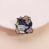 Sleeping Cat on Books Enamel Pin Cute Black Cat Reading Floral Book Lover Brooch Lapel Backpack Badge Jewelry Gift for Friends