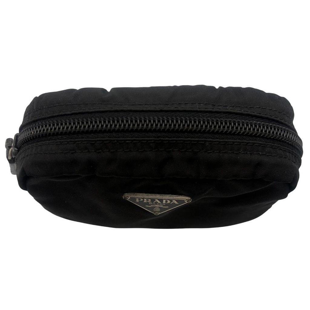 Used PRADA Nylon Pouch Triangle Logo Black