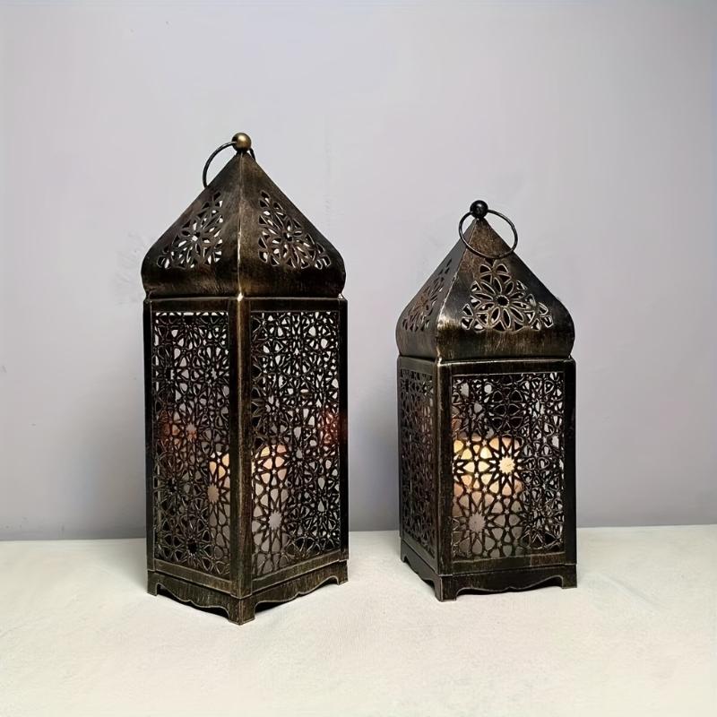 Retro Metal Iron Candle Stand No Candle Portable Wind Lights Scaldfish Candle Holder Home Decor