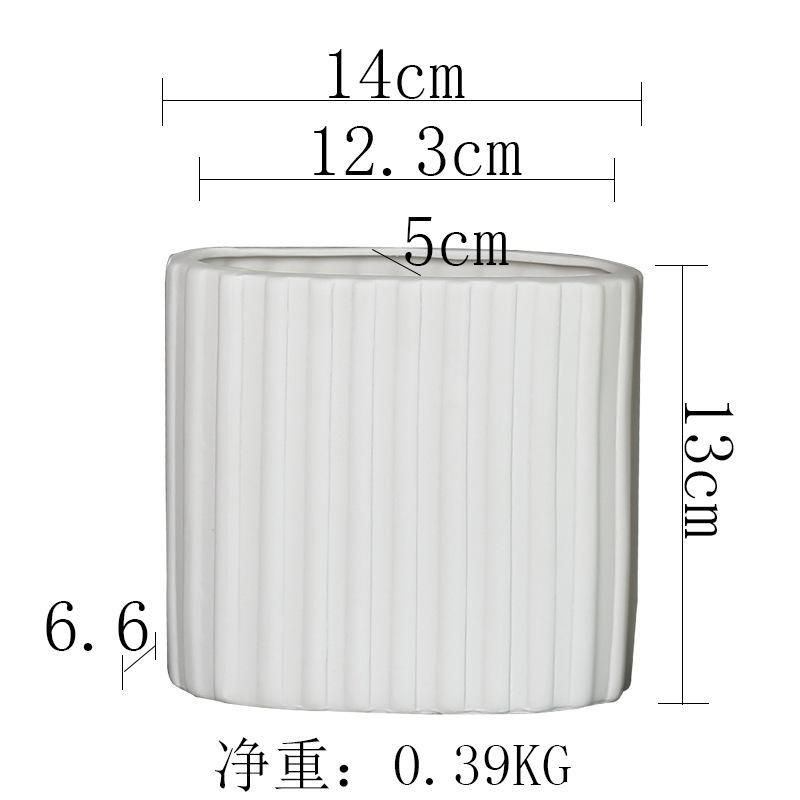 Nordic Style Creative Art Striped Ceramic Vase Porch Living Room Flower Insert Home Decoration Ornament