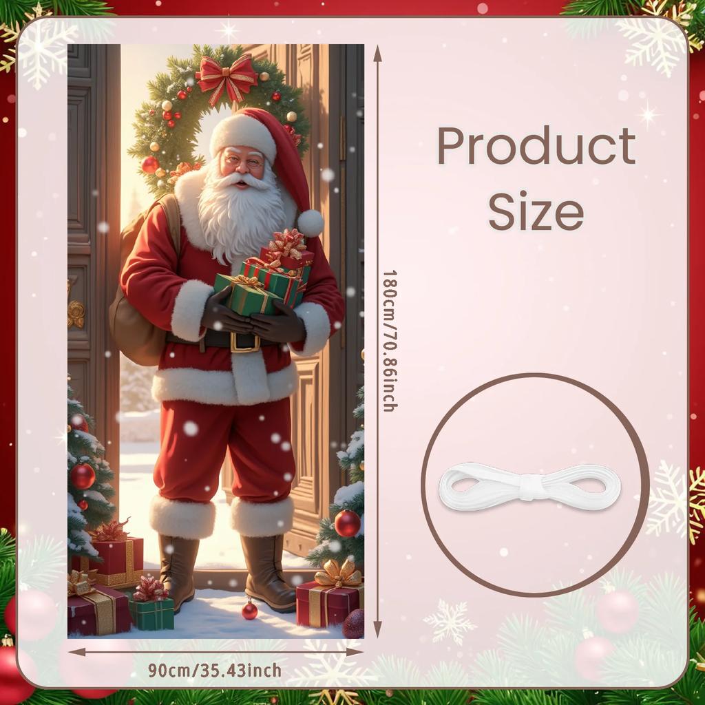Santa Claus Christmas Door Cover Cloth Lining Decor for Outdoor Garden Kitchen Home Decorations Open the Door Holiday