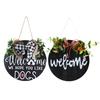 Wooden Round Door Decoration, Welcome Sign Home Wooden Welcome Sign Door Hanging, Wreath Door Decoration