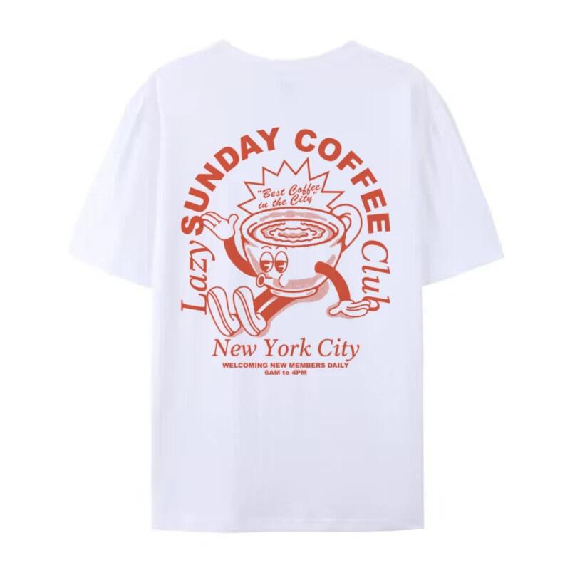 Coffee Club Graphic Shirt Cute Funny Women TShirt Retro Cartoon Tees Caffeine Addict Shirt Short Sleeve Unisex Tops Oversized S