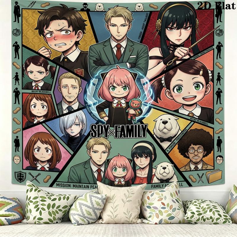 Spy Family Wall Tapestry Aesthetic Wall Hanging Printed Fabric Blanket Decorative Tapestries For Bedroom Living Room Home Decor