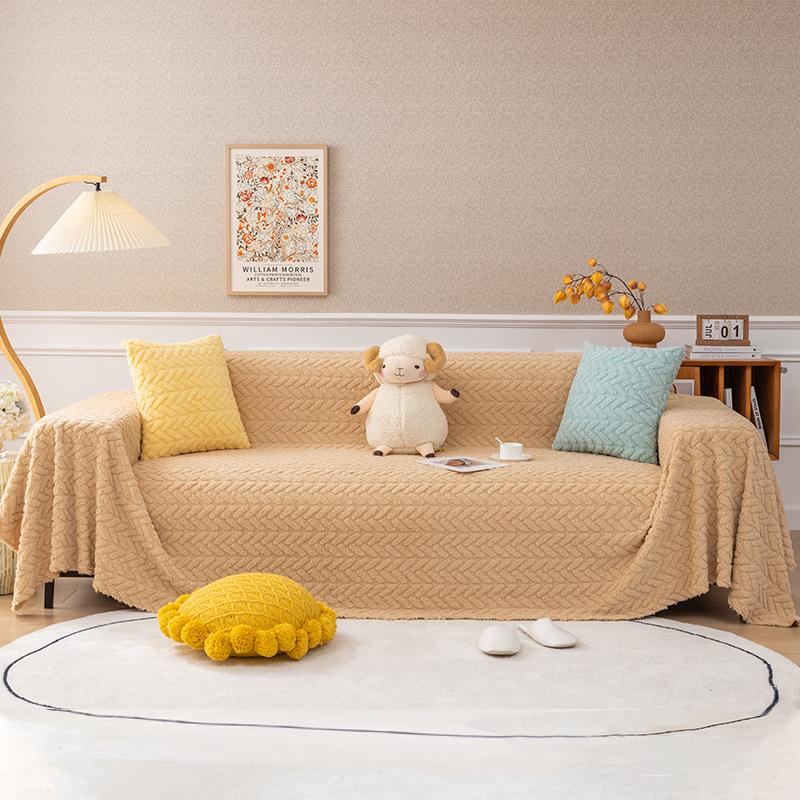 Sofa Towel Ins Style Sofa Cushion Four Seasons Universal Protective Cover Full Cover Towel Modern Simple Herringbone Pattern Sofa Blanket
