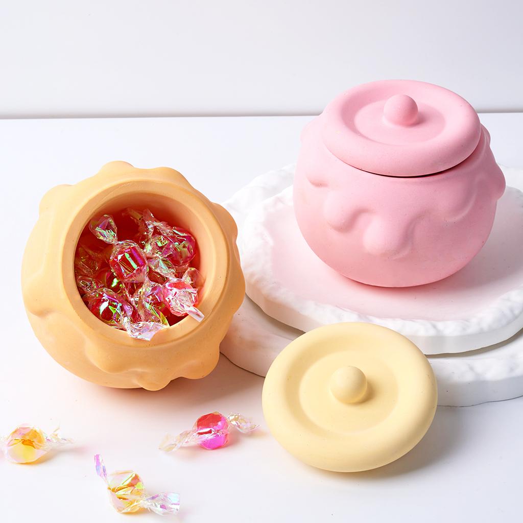 3D Honey Candle Jar Silicone Mold DIY Handmade Jewelry Storage Box Craft Making Plaster Resin Flowerpot Casting Molds Home Decor