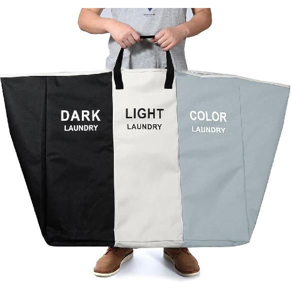 168L Laundry Hamper, Large Blanket Storage Basket Sorter 3 Section Bag Organizer for Dirty Clothes - Toys - Towel,15 X 23 X 28 inch Heavy Duty