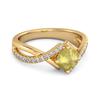 Lemon Quartz Split Band Crossover Pave Ring - 925 Sterling Silver Gold Vermeil