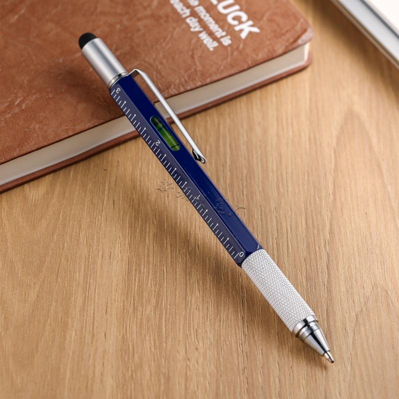 6-In-1 Metal Tool Pen Multifunctional Level Scale Pen, Screwdriver Capacitive Touch Ballpoint Pen