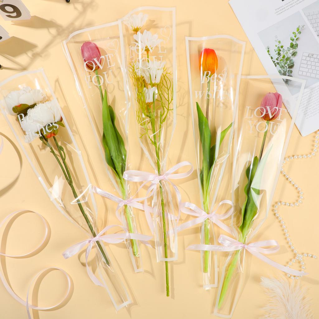50pcs Single Rose Flower Packaging Bag Gift Wrapping Paper Wedding Floral Package Supplies Valentine'S Day Party Decor