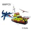 888pcs MOC Dinosaur Adventure Series Escape From The Mouth of The Azure Dragon Building Block Toys