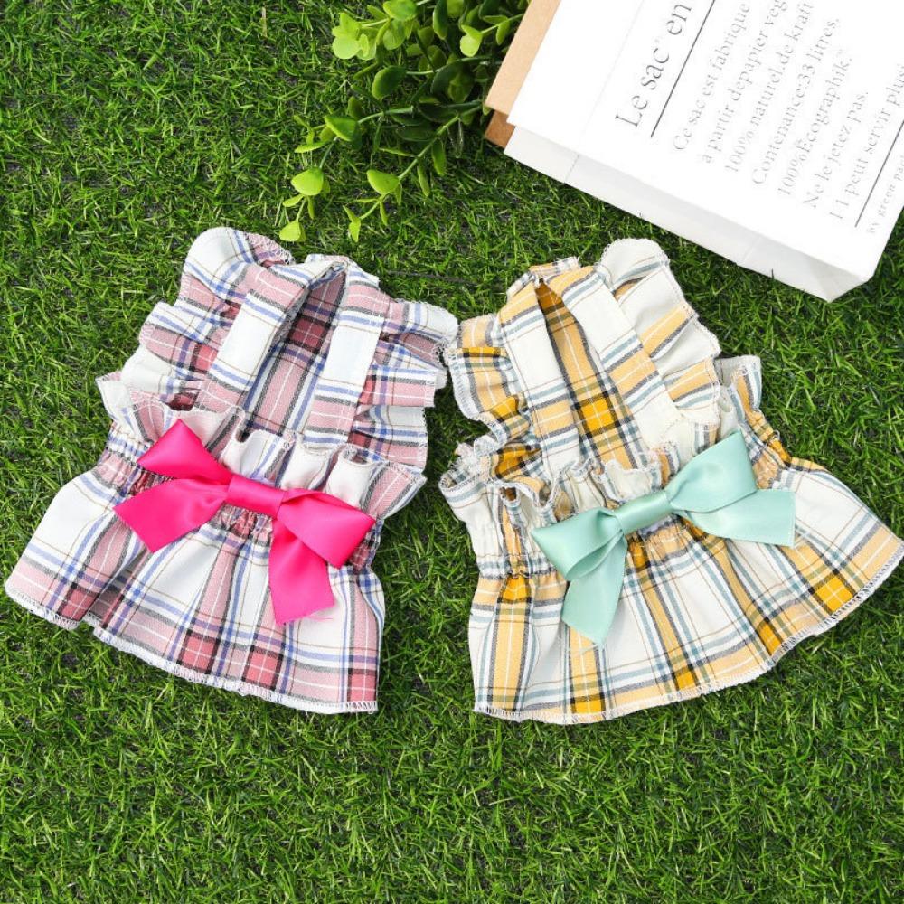 Plaid Dog Dress Dog Cat Small Medium Dog Pet Clothes Princess Wedding Dress Cat Supplies Bicycle