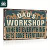 Vintage Metal Wall Sign Dad Workshop Retro Tin Art Garage Decor Man Cave Bar