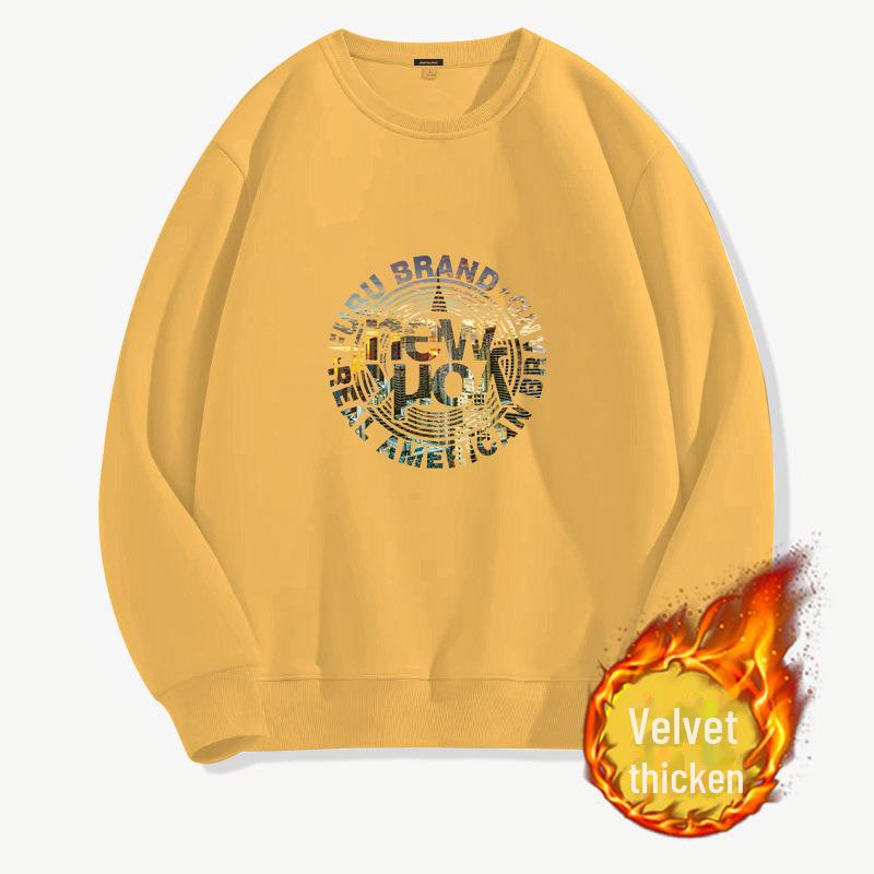 

Мужская осенне-зимняя модная толстовка из плотного бархата с принтом - простая, модная, свободного кроя 5XL