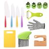 Children Kitchen Knife Set with Cutting Board Safety Glove Vegetable Peeler Crinkle Cutter and Fruit Shape Cutters for Kids Cooking Play Pretend