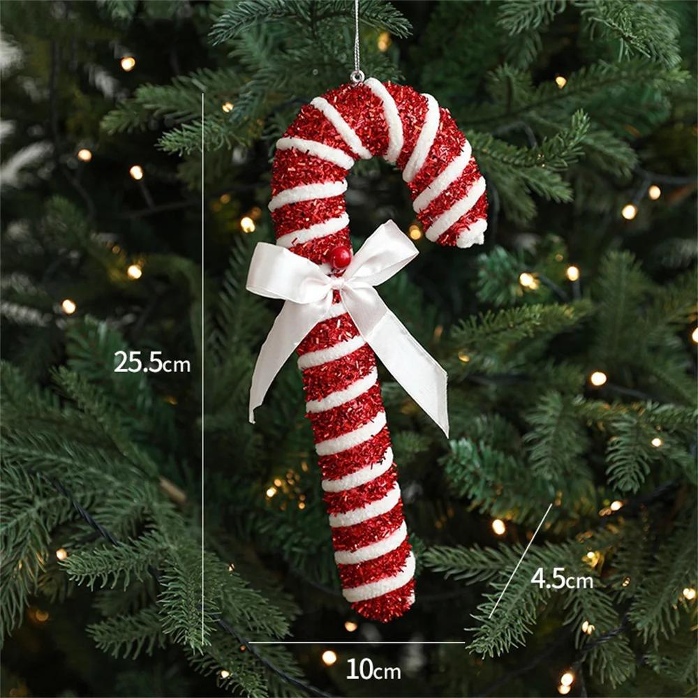 1/6Pcs Christmas Lollipop Candy Cane Pendant Xmas Tree Hanging Ball Ornaments Christmas Decorations for Home 2024 New Year Gift