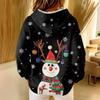 Women's Loose Comfortable Casual Fashion V-Neck Christmas Print Long Sleeve Hoodie