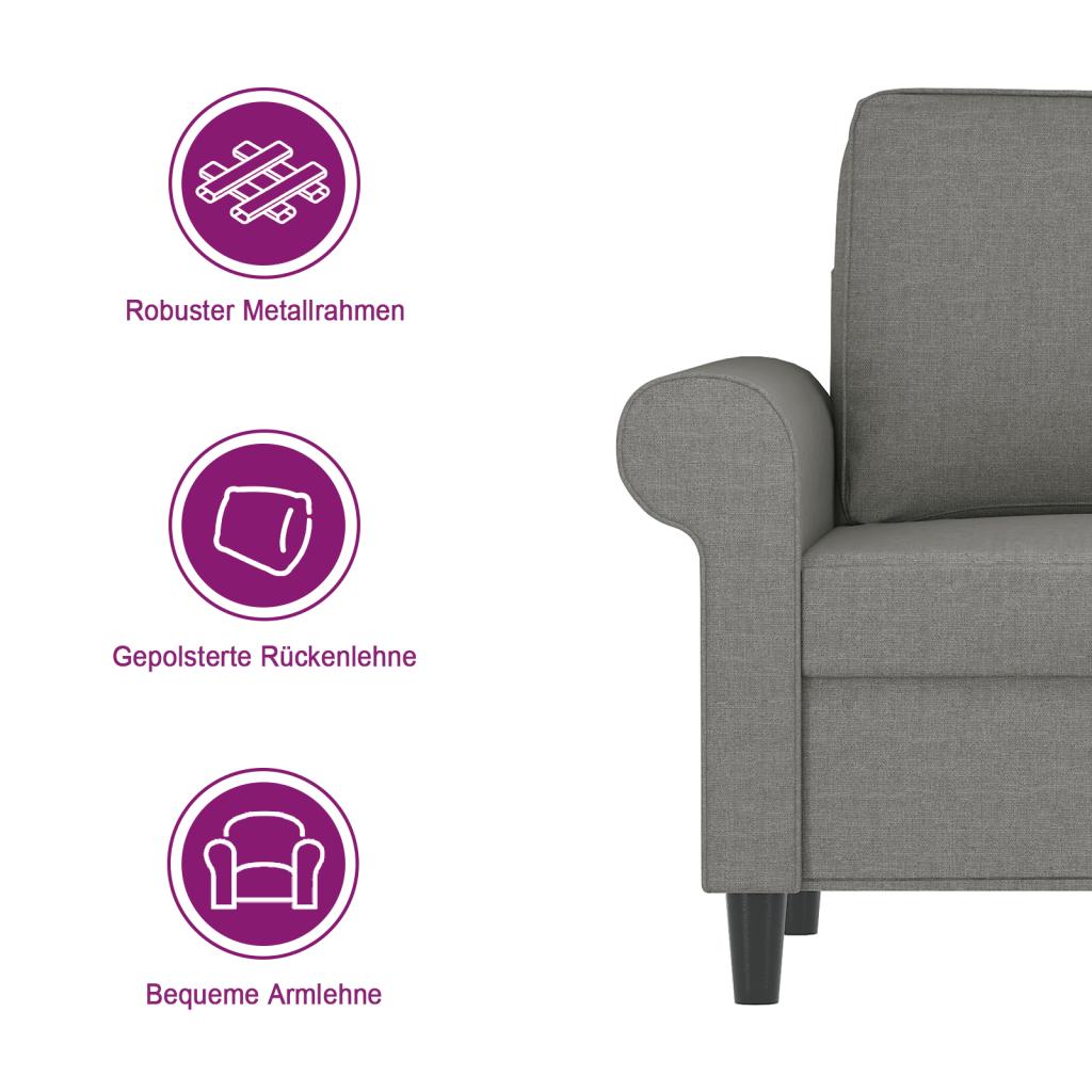 2 Seater Sofa Dark Grey 140 cm Fabric