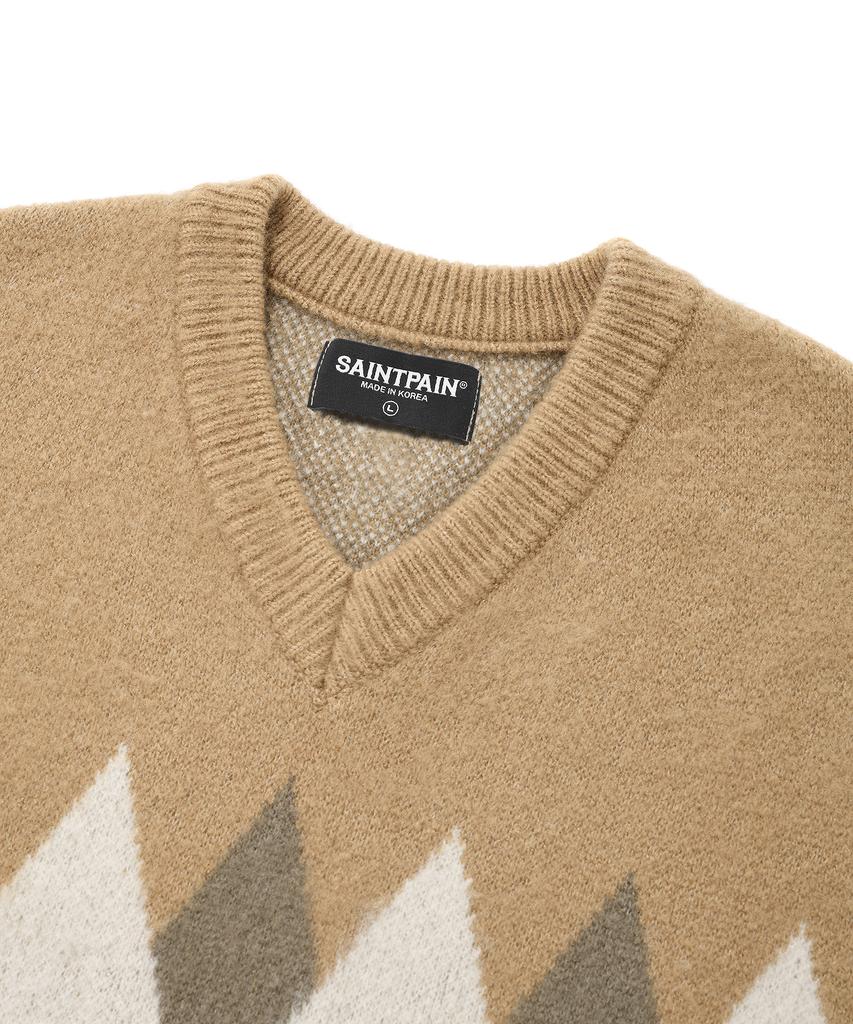 Saintpain Sp Diamond Jacquard Vest-Beige