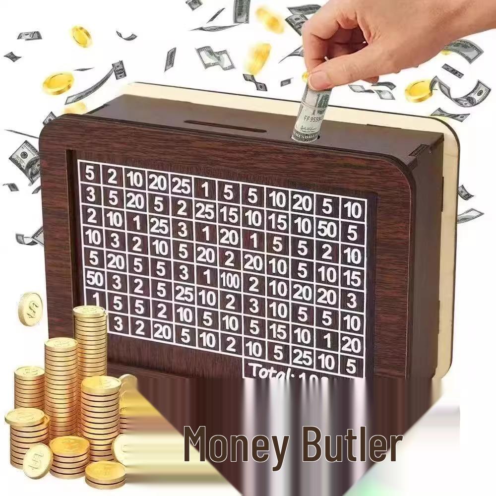 Wooden Digital Piggy Bank: Retro Counting Savings Bank – Secure One-Way Deposit