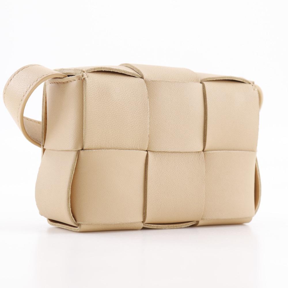 BOTTEGAVENETA Candy Cassette Shoulder Bag 666688 VMAY1 Intrecciato Beige Lambskin Unisex Used