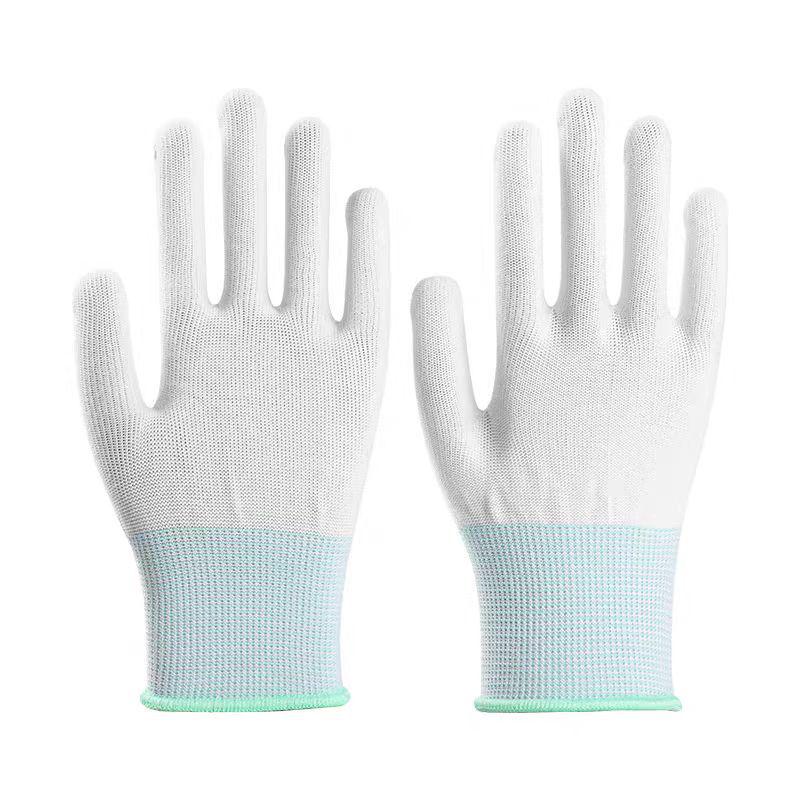 Thirteen-Needle White Nylon Work Gloves - Wear-Resistant, Non-Slip, High-Elastic