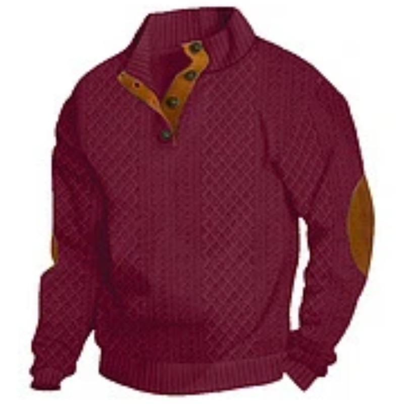 Heiß verkaufender Herrenpullover Frühling Herbst Outdoor Lässig Stehkragen Gestrickter Pullover Pullover Herren Langarm Jacquard Strickwaren Mantel