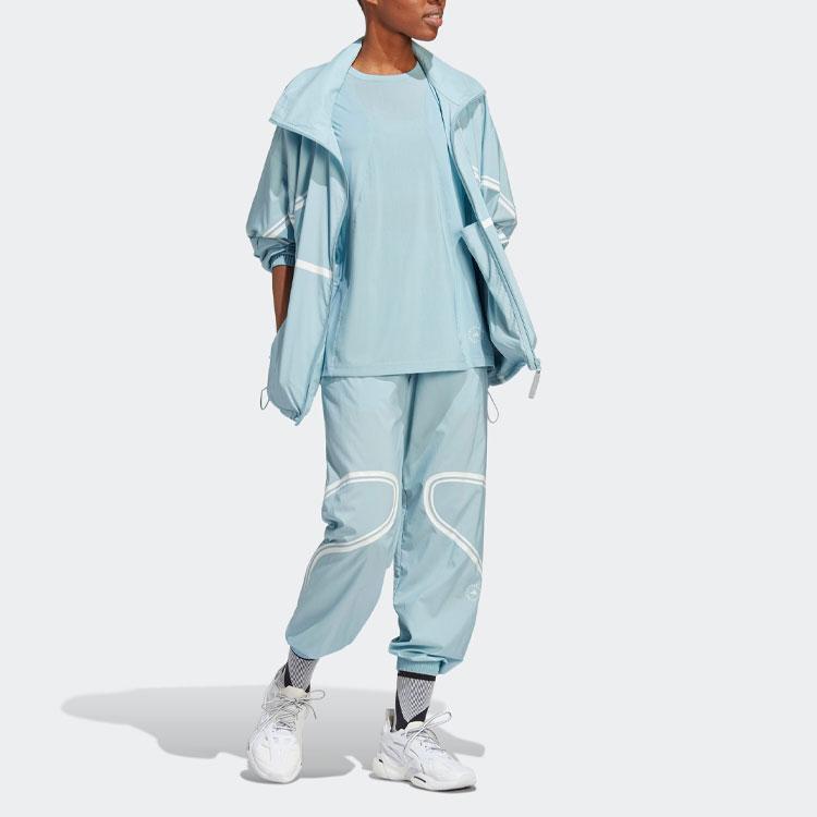 Adidas x Stella McCartney Round Neck Short Sleeve Sport T-shirt Women Tops Grey Blue IC6015