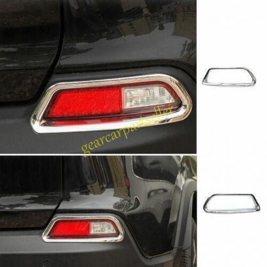 For Jeep Cherokee 19-2022 Bright Chrome Rear Fog Light Eyelid Molding Trim 2PC