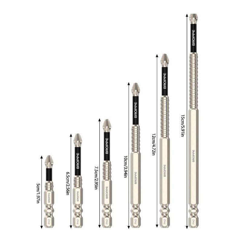 6Pcs K5 Magnetic Screwdriver Bit Set 1/4inch Hex Shank Antislip Crossing Head Screw Driver Drill Bit Crossing