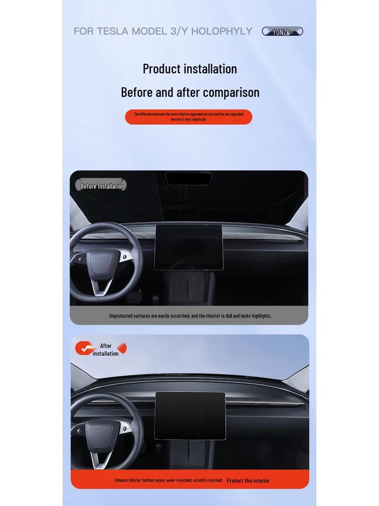 Tesla Model 3/Y Dashboard Decorative Protection Strip Panel Stickers
