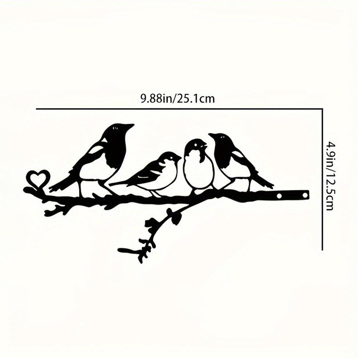 Sparrow on Branch Metal Silhouette Garden Stake Tree Backyard Patio Terrace Outdoor Art Decoration Iron Art Silhouette Decor чёрный