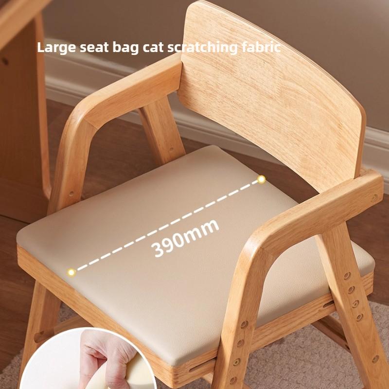 Adjustable Kids Study Chair, Solid Wood Baby High Chair with Soft Backrest, Anti-Tip Dining Stool with Footrest, Ergonomic Seat