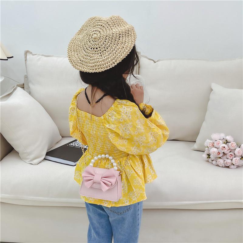 Adorable Mini Butterfly Bow Kids Handbag For Girls Cute Pu Crossbody Purse Accessory