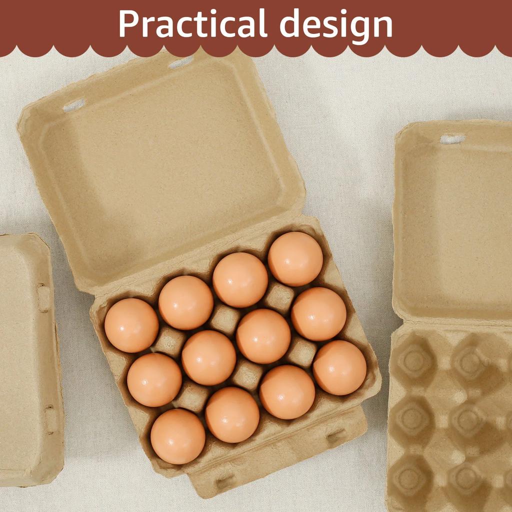 20/30Pcs Egg Boxes Cardboard for 12 Eggs, 1/2 Dozen Pulp Egg Cartons, Recyclable and Biodegradable Egg Trays for Home Kitchen