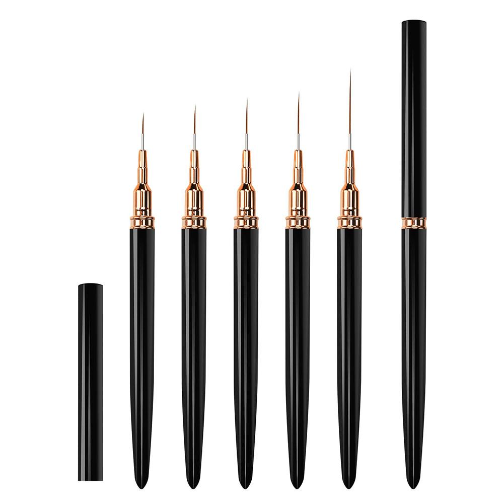 5pcs Nail Art Liner Brushes Long Lines Liner Brush UV Gel Polish Painting Nail Design Brush Plastic Handle Nail Drawing Pens