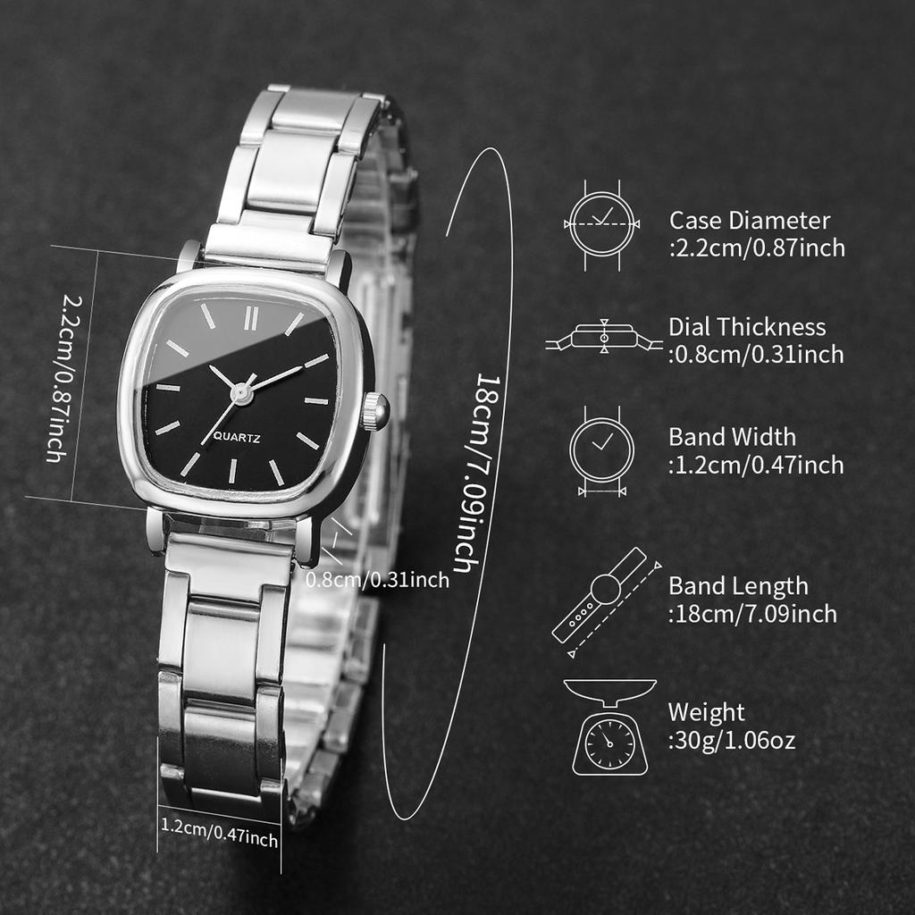 1pcs/set Women's Watch Fashion Style Trendy Simple Scale Square Small Dial Korean Edition Retro Versatile Quartz Watch No Box