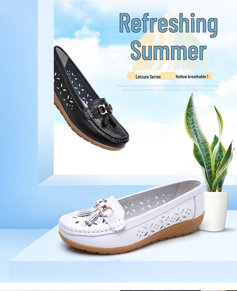 Korean Style Spring 2024 Women's Casual Loafers - Slip-On Bean Shoes for Moms.