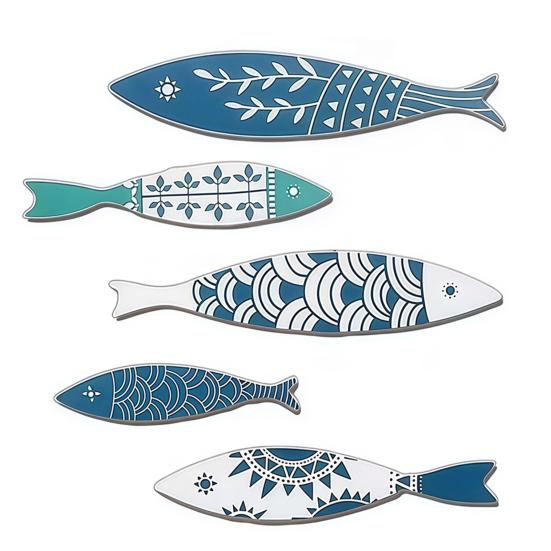 8 Pcs Rustic Wood Fish Wall Art Beach Nautical Wall Hanging Decor Ocean Fish Wall Sculpture for Home Bathroom Bedroom Lake House