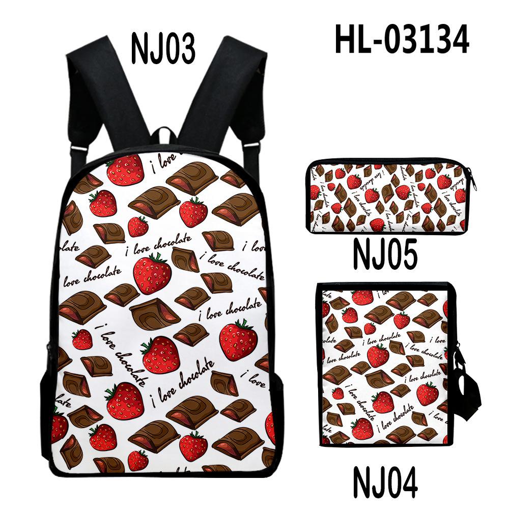 Harajuku Popular Cool Food 3D Print 3pcs/Set Pupil School Bags Laptop Daypack Backpack Inclined Shoulder Bag Pencil Case
