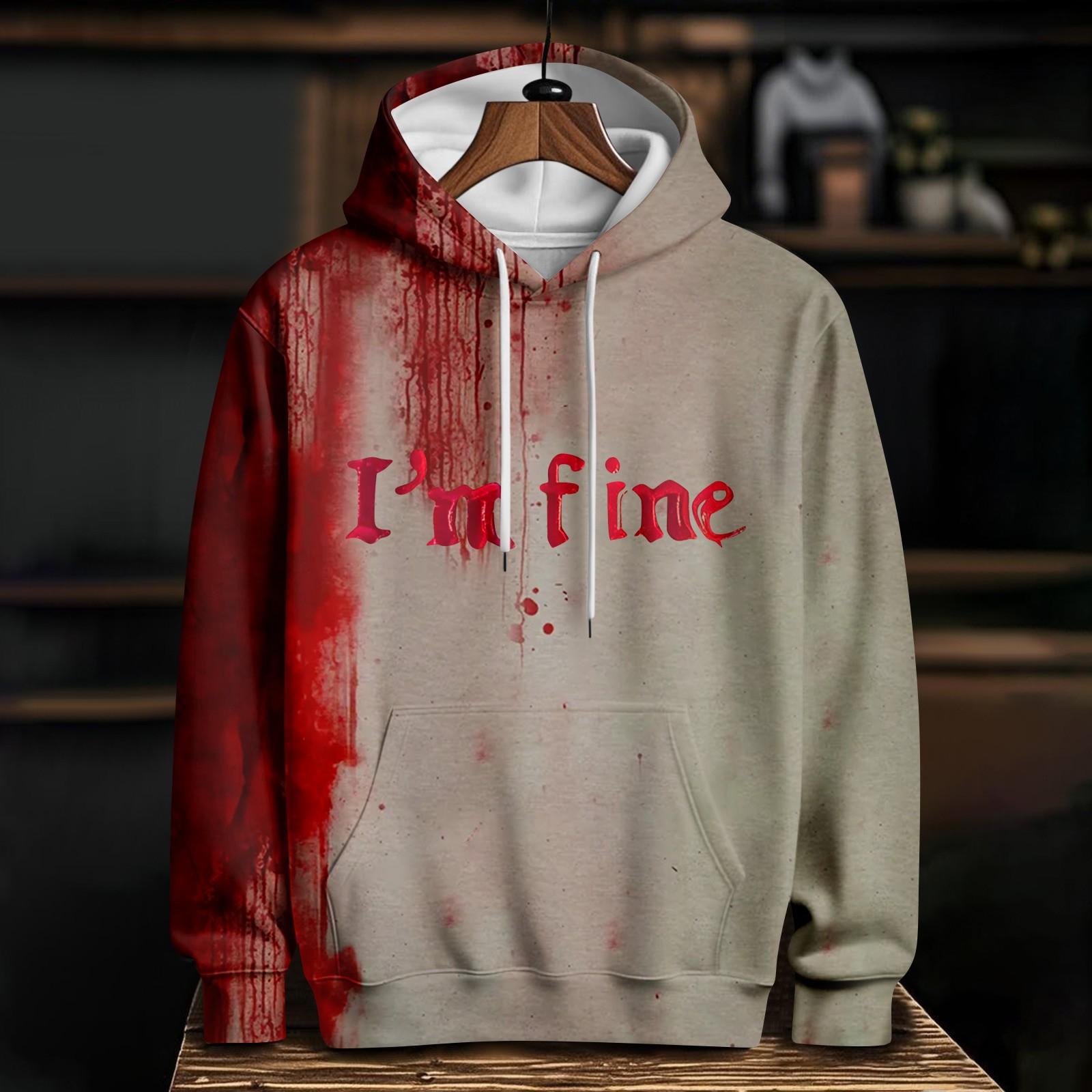 

Женский повседневный модный худи с длинным рукавом и принтом на Хэллоуин XXL