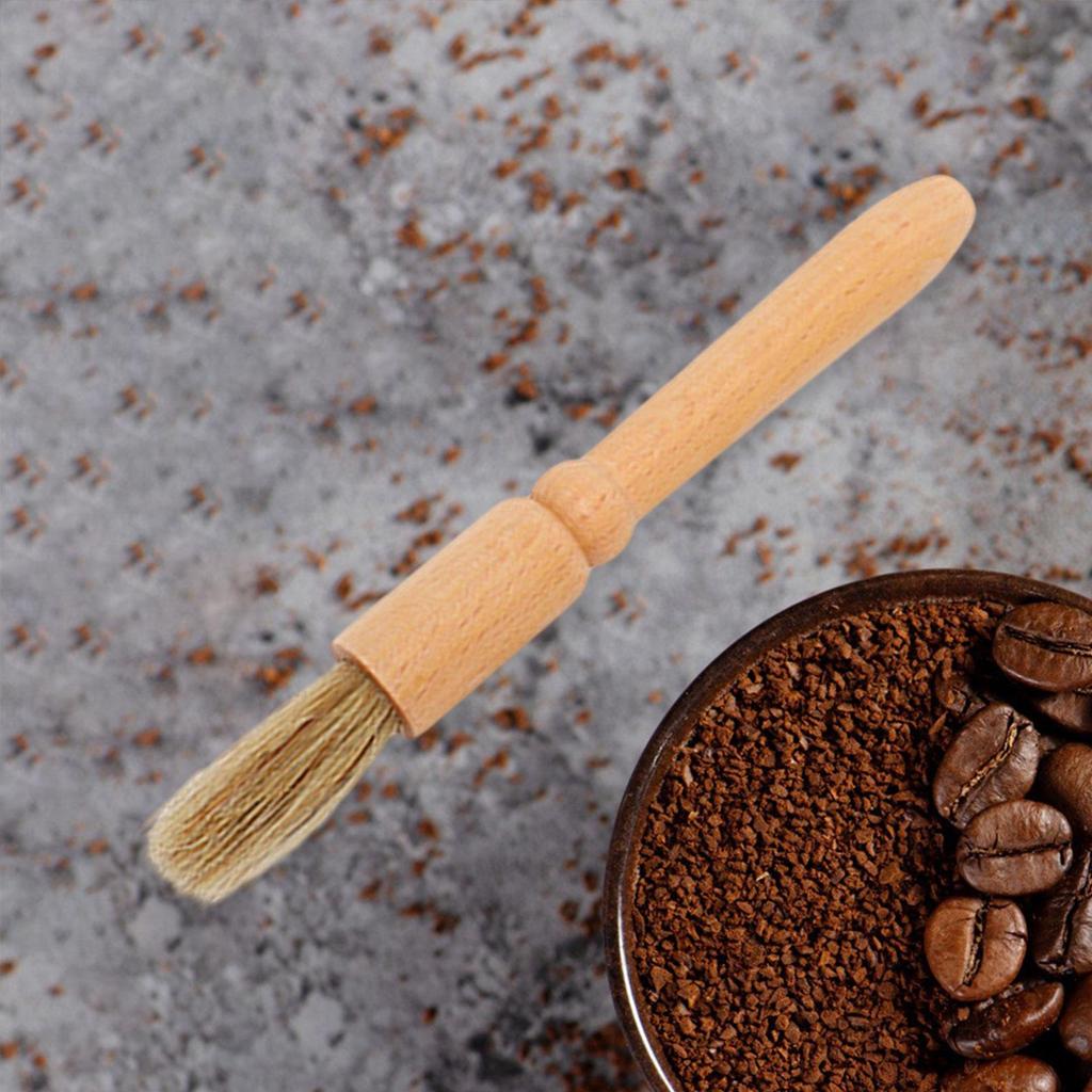 18.6cm Coffee Grinder Brush, Soft Stable Bristles, Small Floor Cleaning Brush with Wooden Handle for