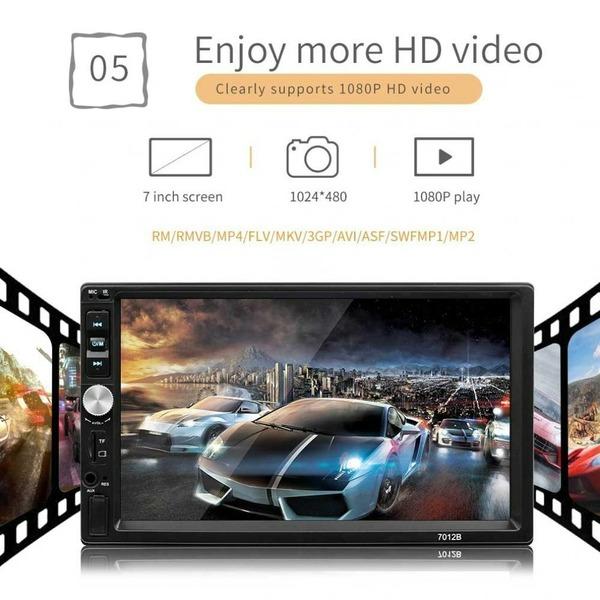 Bil MP5-spiller 7012B 1080P HD 7-tommers bilradio Stereo Bluetooth MP4 MP5 USB-spiller berøringsskjerm